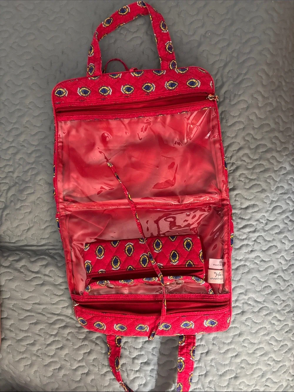 Travel Makeup bag . Roomy Americana Quilted